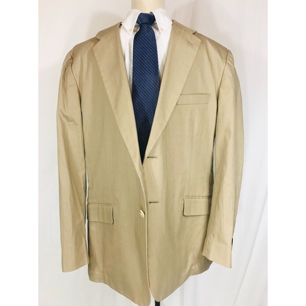 J Ferrar $150 Beige 2 Button Sport Coat Large 42-44 Jacket Blazer Pants 36x30